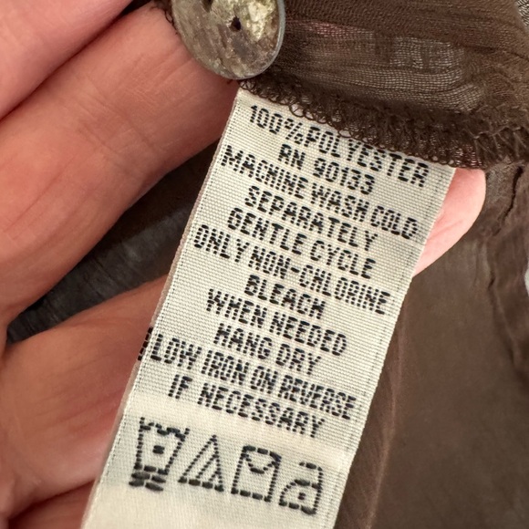 Linea By Louis Dell'Olio Brown Sheer Button-Up Blouse & Tank Set L - Picture 13 of 16